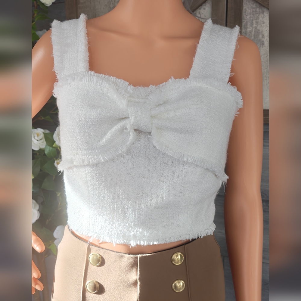 Endless Rose White Tweed Top